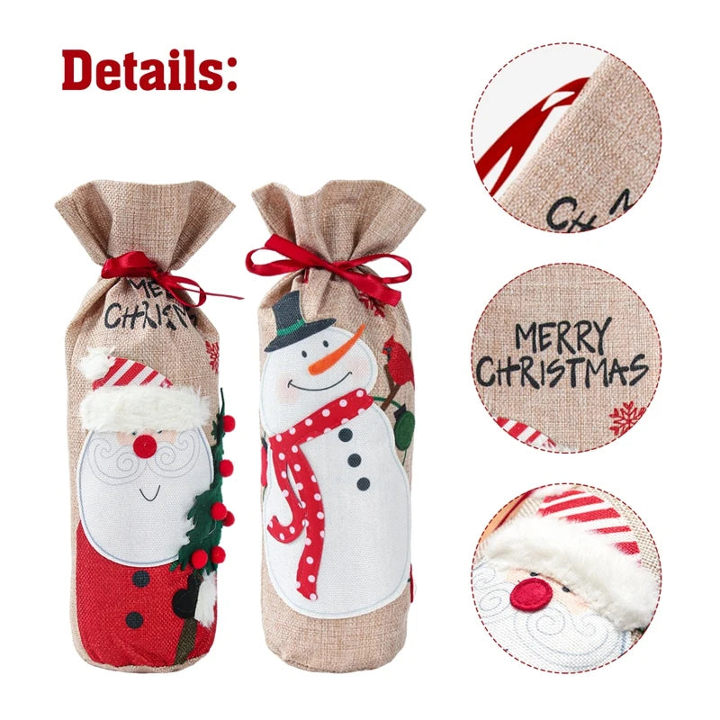 Natal garrafa de vinho capa feliz natal decorações para casa 2025 navidad noel natal ornamentos presente de natal feliz ano novo 2026