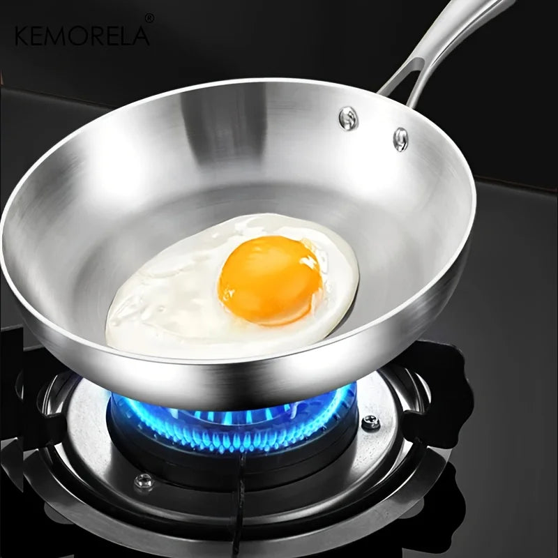 Frigideira de aço inoxidável KEMORELA 316, design polido espelhado, vários tamanhos de aço inoxidável de três camadas para fogões de indução Kasa & Pet Store
