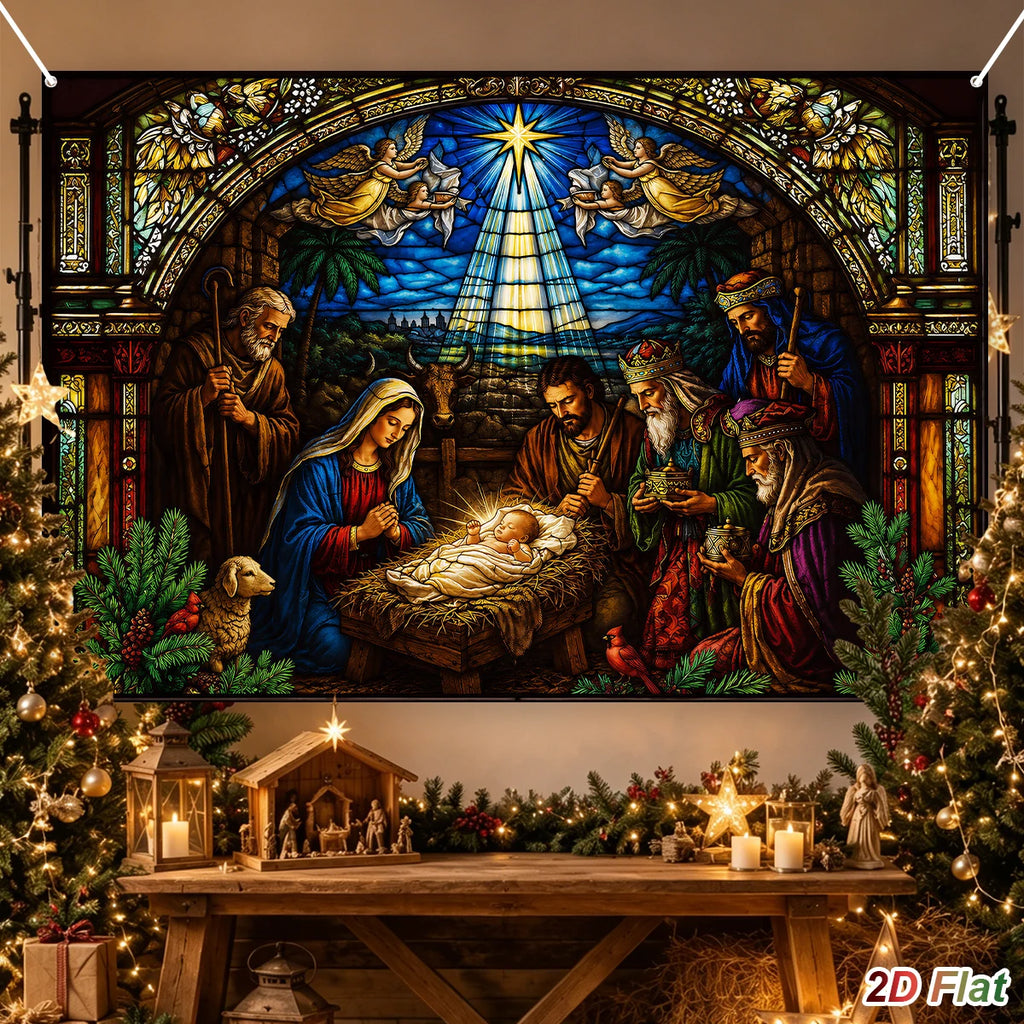 Tapeçaria de Cenário de Presépio Decoração de Feliz Natal para Casa 2026 Fundo do Nascimento de Jesus Natal Ano Novo 2027