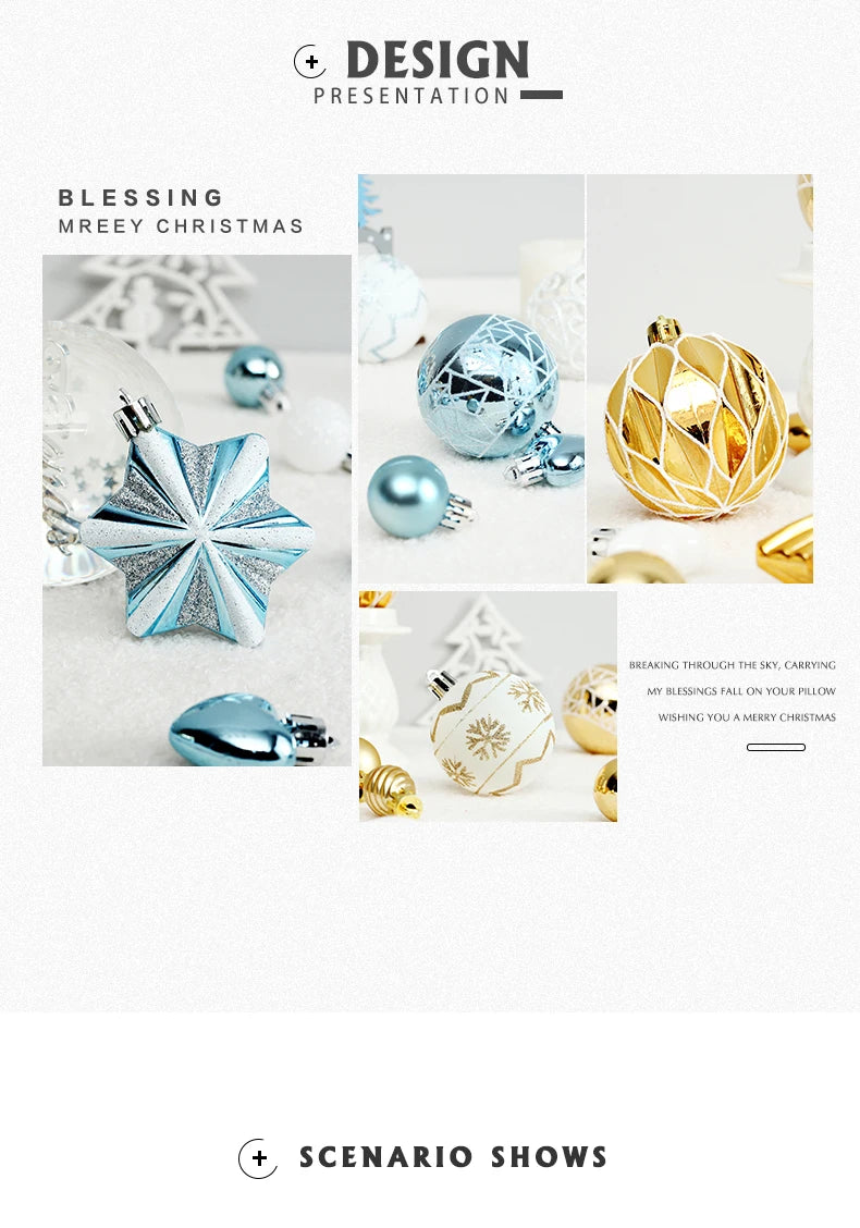    Ornamentos de bola de natal de 73 pces, decorações de suspensão inquebráveis do ornamento da bola de natal para a árvore de natal