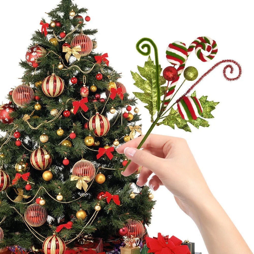 Ornamento de decoração de árvore de Natal com cebolinha dourada espumante rosa verde doce giratório decorações de Natal