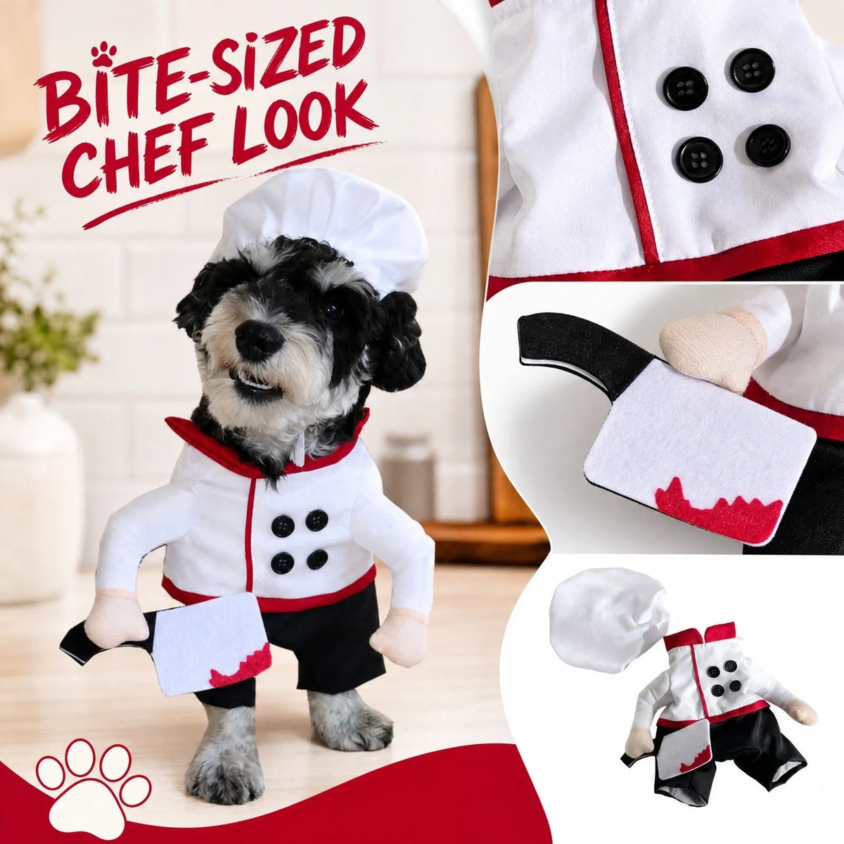    Fantasia de Chef de Halloween para Cães de Estimação, Roupa Engraçada de Cosplay com Chapéu, Vestido de Festa para Filhotes, Acessórios para Fotos de Festival