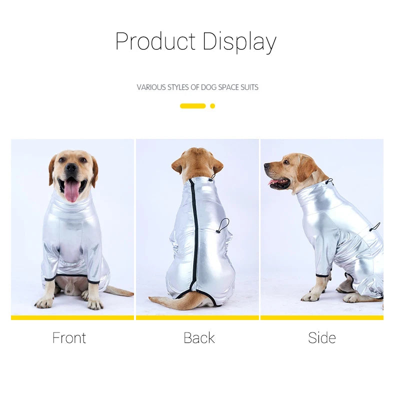 À prova dwaterproof água macacão para cães da menina ou do menino quente primavera roupas para animais de estimação médio grande raça fechado barriga espaço prata traje do cão