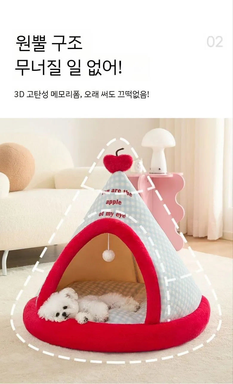 Tenda para animais de estimação, para gatos e cães, portátil, removível e lavável, casinha para cães, para uso em ambientes fechados, com almofada e cama para gatos com painel preto.
