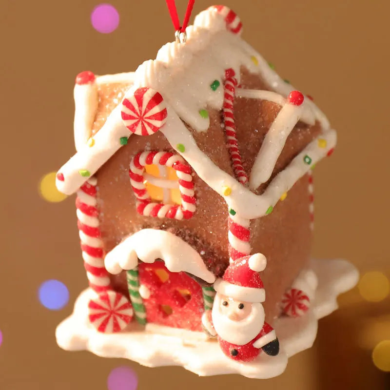 Tema de natal led pingente boneco de neve gengibre papai noel luz casa cerâmica macia pendurado árvore casa decoração festa de ano novo