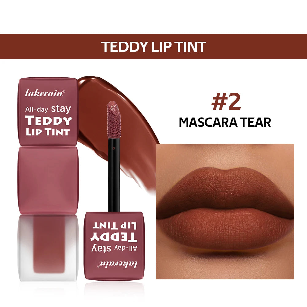 Teddy Tint Lip Color Set, Tear-Off Lip Gloss, 12H Long-Lasting Super Stay Matte Texture Waterproof Cosmetic Lipstick