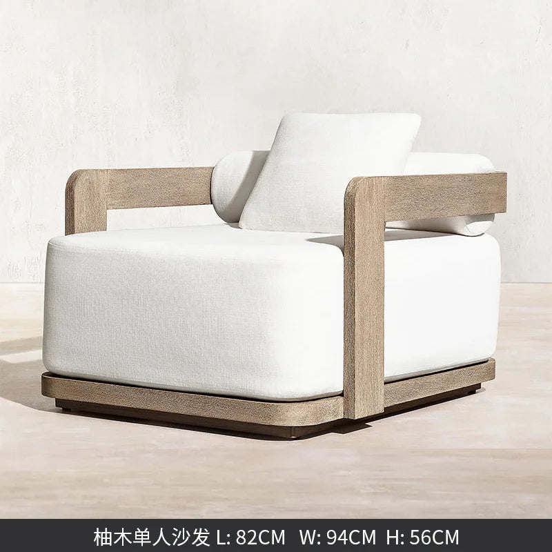 Conjunto de Móveis Modernos para Exterior à Prova d'Água com Pedal, Banco de Madeira Teca e Sofá de Rattan para Jardim, Sala de Estar e Hotéis Kasa & Pet