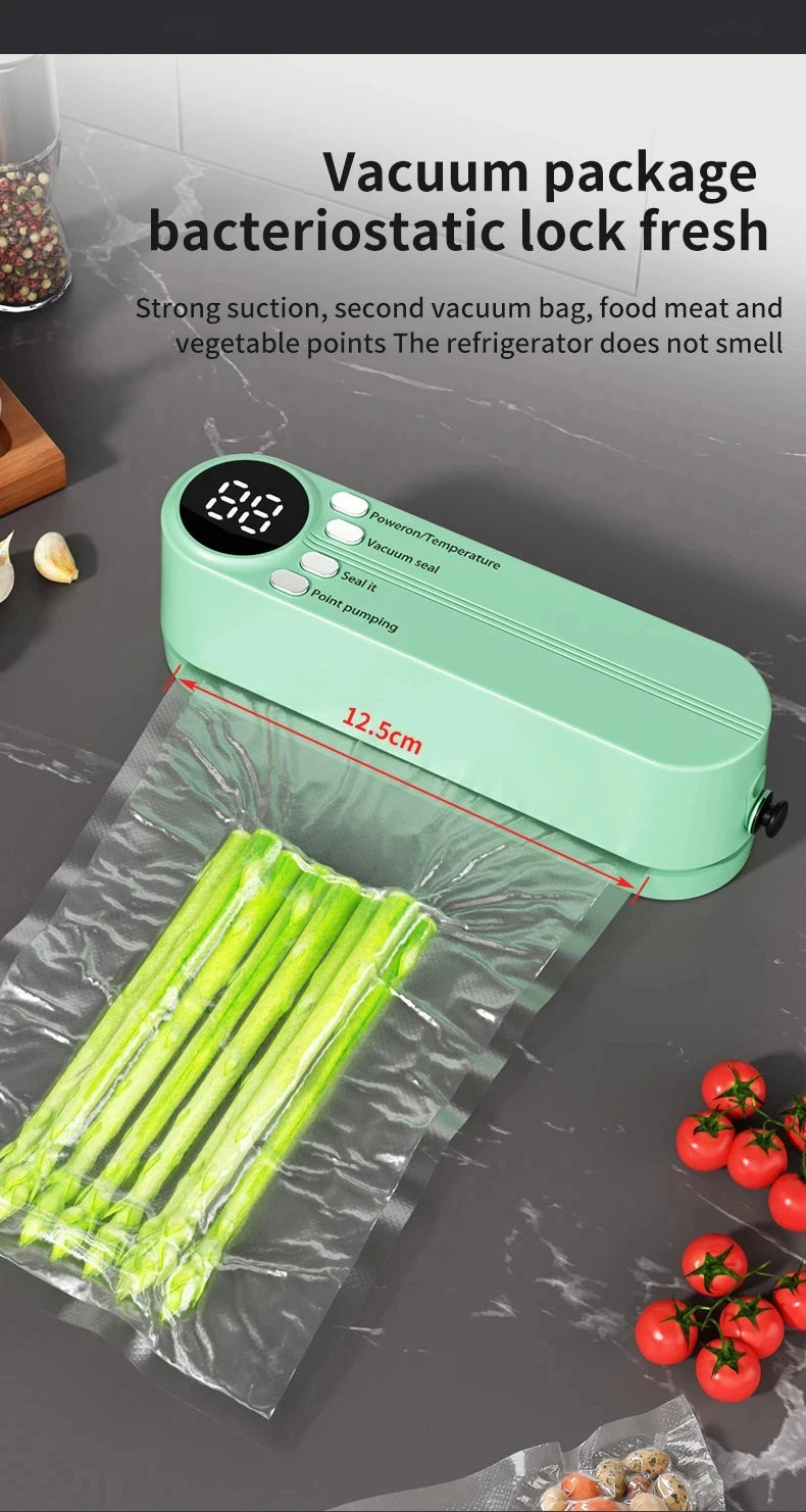 Máquina de Selagem a Vácuo Mini Sem Fio Totalmente Automática, Pequena e Portátil para Embalagem de Alimentos
