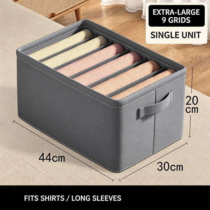 Caixa organizadora de roupa com 6/7/9 compartimentos, para guardar calças mais grossas, dobrável, com divisórias, ideal para camisolas, camisas e gavetas de armários e guarda-roupas.