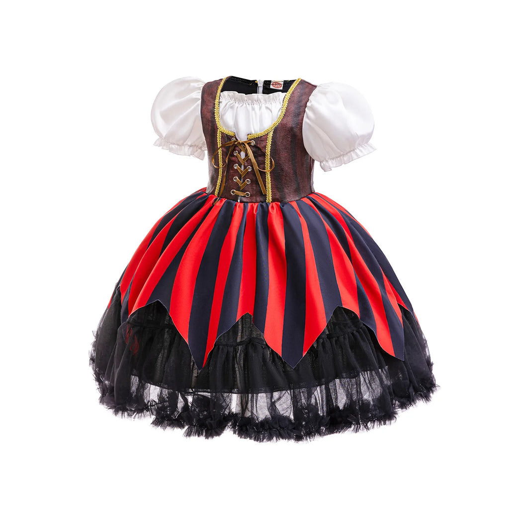 Halloween meninas vestido pirata cosplay carnaval festa pirata role play terno com lenço crianças roupas de desempenho de palco