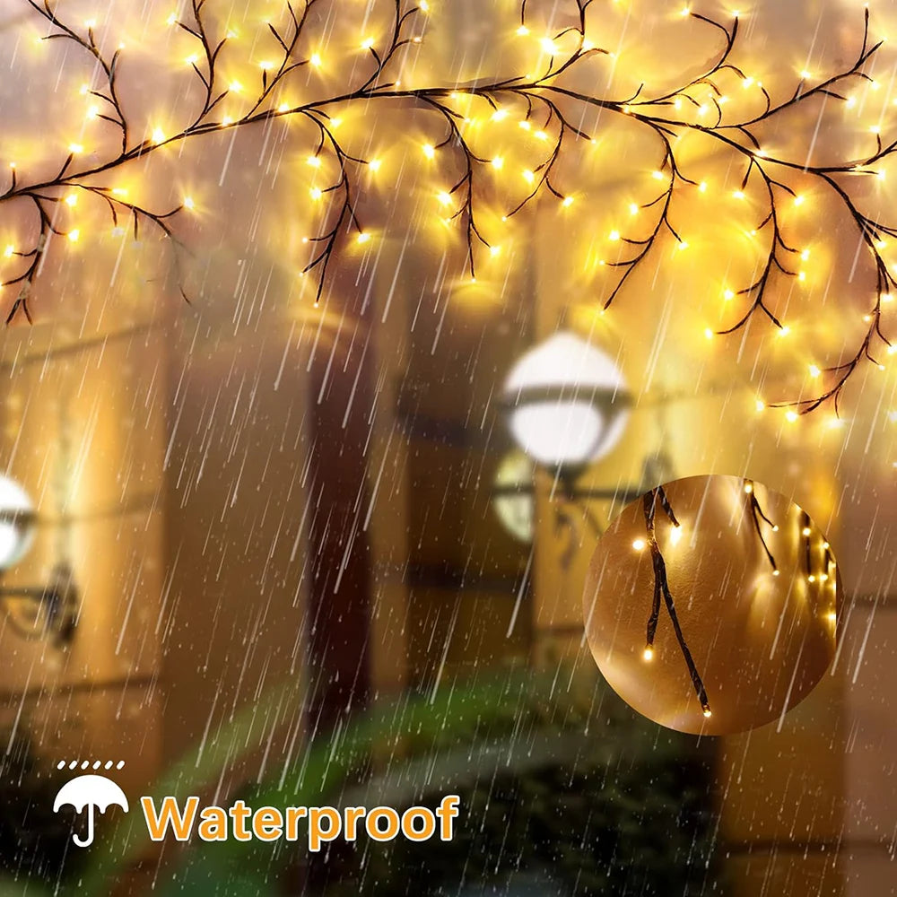 Lâmpada de Ramo de Árvore com 96 LEDs, Decoração de Parede para Quarto, Luz de Faixa em Forma de Galho de Salgueiro, 8 Modos de Iluminação, Luz de Ambiente DIY, Iluminação para Casa
