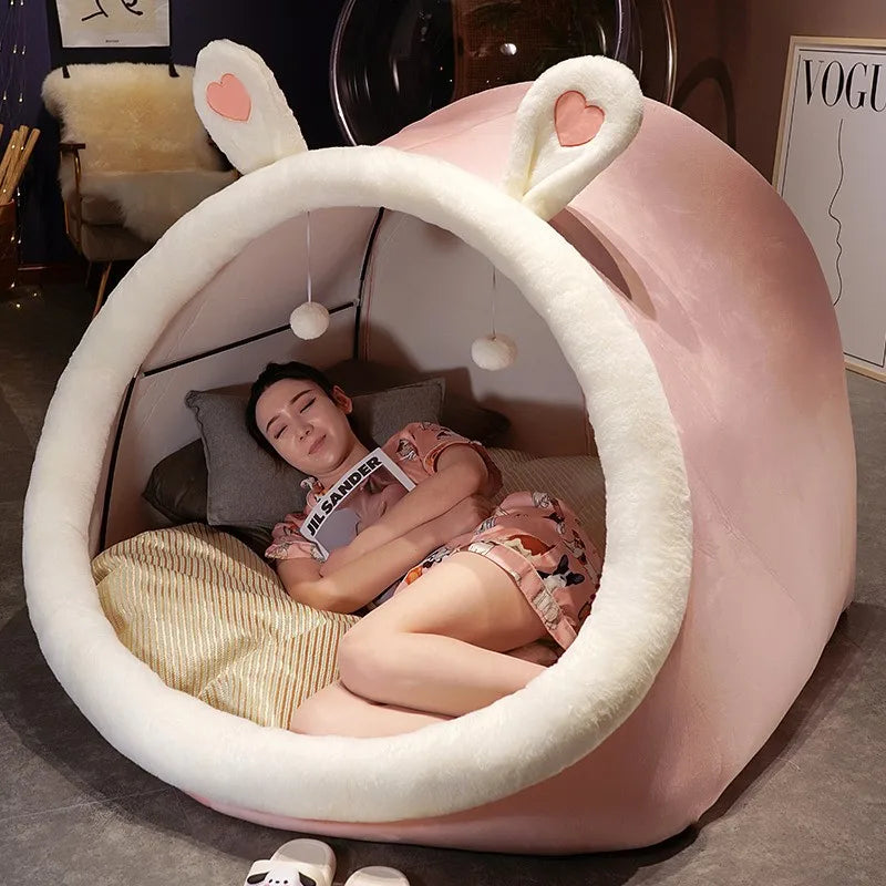 Bonito oversized adulto criança tenda de pelúcia casa aconchegante pessoa preguiçosa sofá no chão ninho de gato almofadas de natal almofada sentada