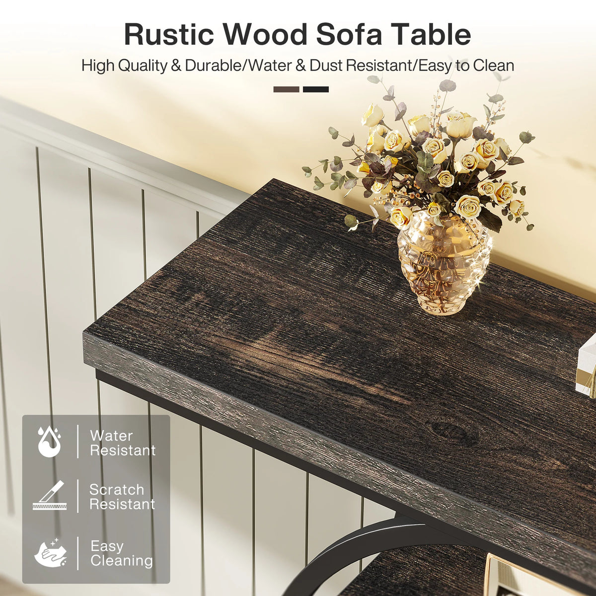 Industrial Entryway Console Mesa para Sala de Estar, Foyer Corredor Mesa para Entrada, 4-Tier Mesa, 41,3"