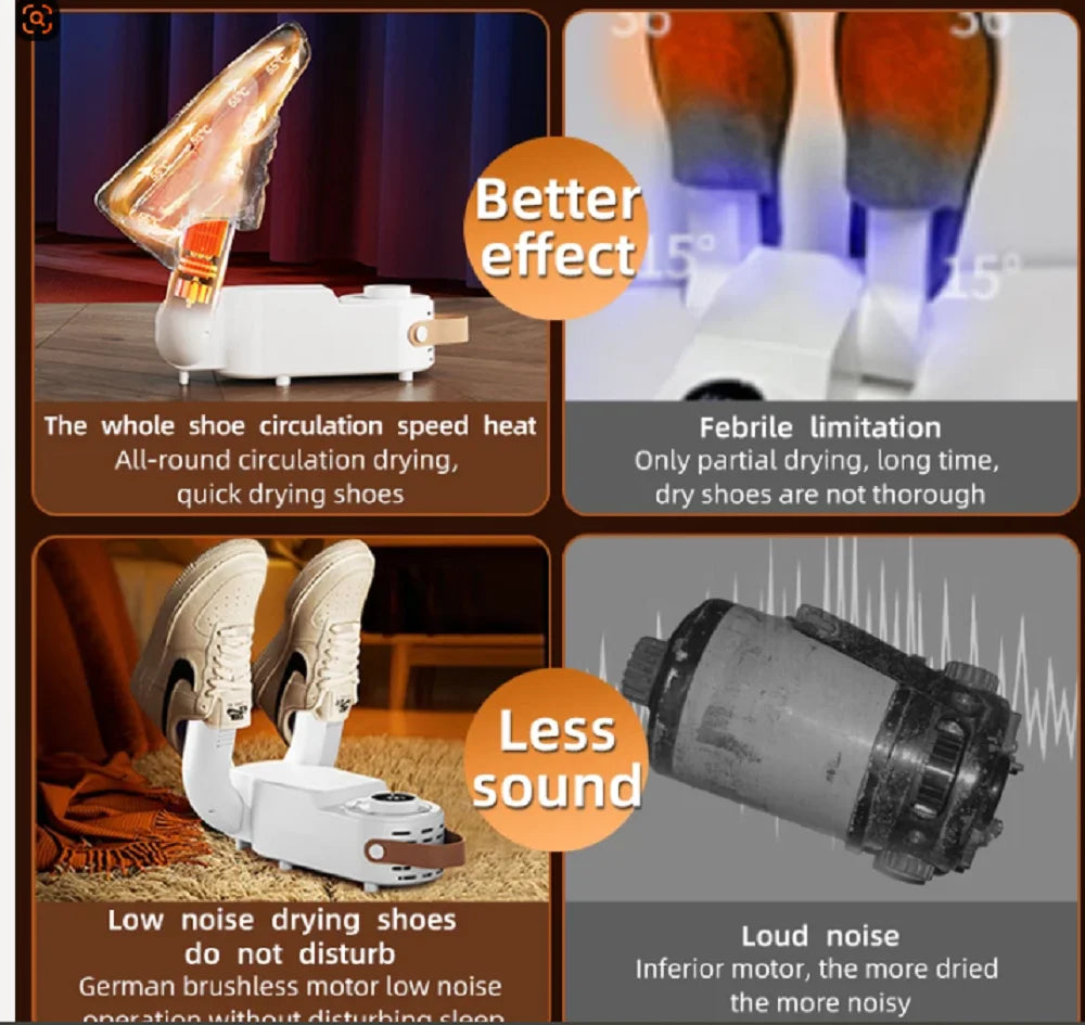 HOMEFISH Secador de sapatos inteligente de secagem rápida, desodorização, esterilização, temporizador ajustável, aquecedor e aquecedor de sapatos domésticos