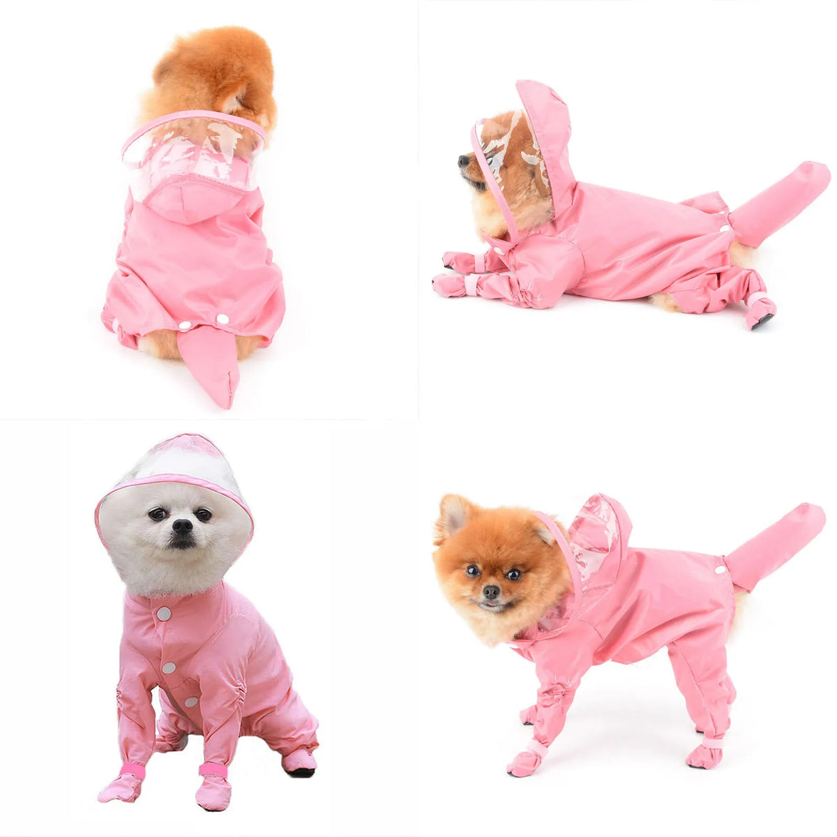 Suprimentos para animais de estimação ao ar livre, quatro pernas, peça única, roupas para animais de estimação, corpo inteiro, gato, cachorro, capa de chuva à prova d'água com botas de chuva