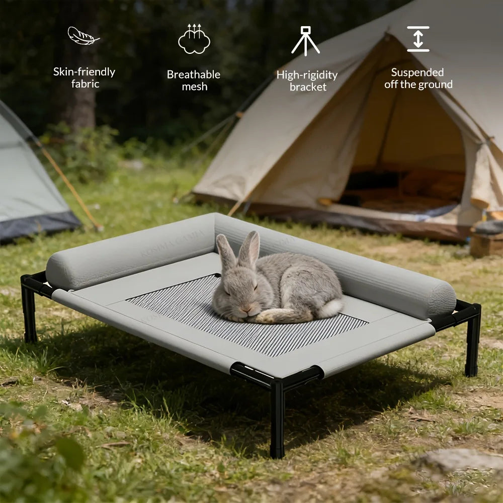 Cama elevada para animais de estimação em malha respirável com travesseiro removível e lavável, à prova de umidade, para cães e gatos de porte médio e grande, para todas as estações.