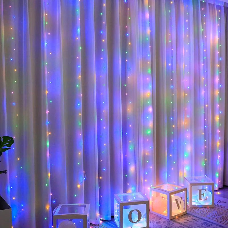 Luzes de natal led luzes de cortina de fadas 8 modo remoto usb festão decoração de natal para casa férias lâmpada de ano novo