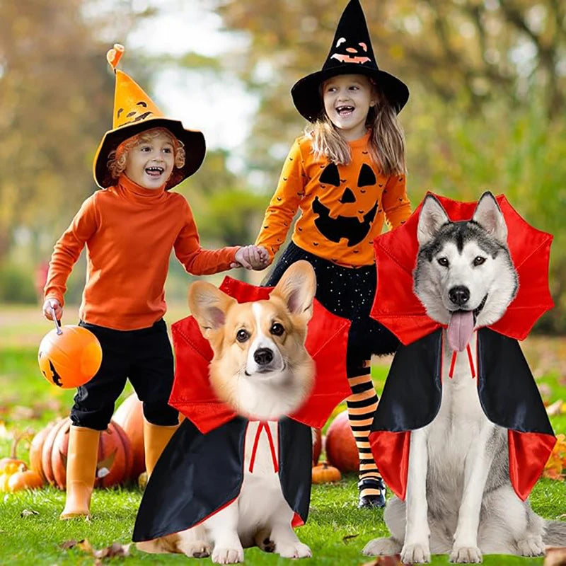 Fantasia de Halloween para Gatos e Cães, Capa de Vampiro Ajustável, Acessórios de Fantasia para Animais de Estimação