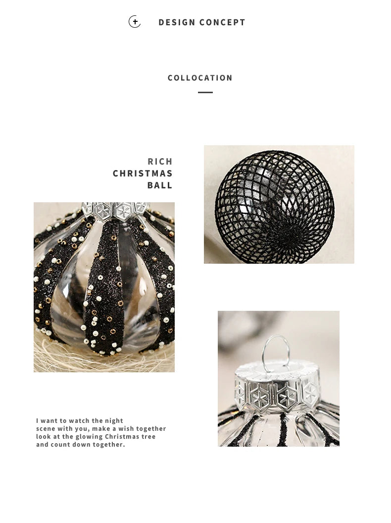 Conjunto de enfeites de bola de natal 8cm decoração de festa inquebrável pet decorações de árvore de natal bola de ouro para decoração de festa de feriado de natal