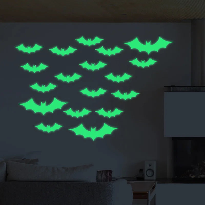 Halloween luminoso adesivos de parede brilho escuro decoração do dia das bruxas criativo esculpido fluorescente festival horror decoração para casa