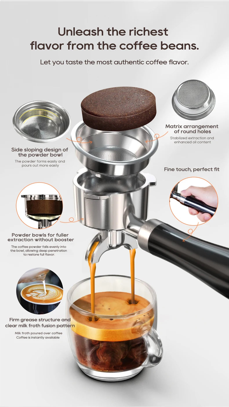 Hibrew 20bar semiautomática máquina de café expresso temperatura ajustável 58mm portátil frio/quente cafeteira metal caseh10a