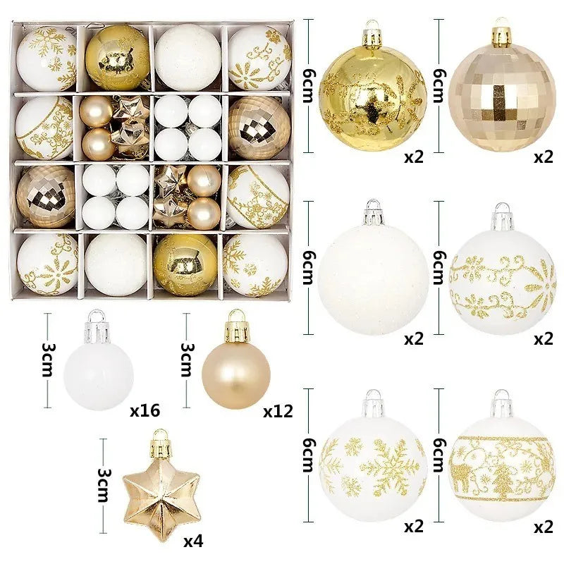 Conjunto de 44 Bolas de Natal para Pendurar na Árvore, Decoração de Natal para Casa, Presente para Festa de Ano Novo 2026