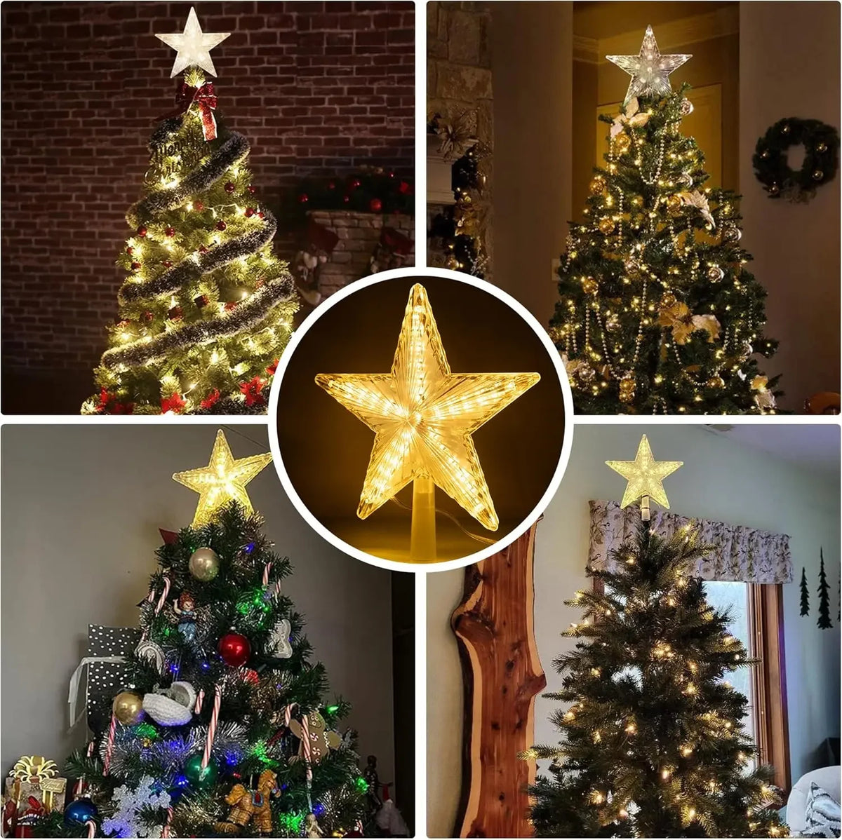 Estrela de topo para árvore de Natal, luminária estrela brilhante, decoração de Natal, artigos para festas em casa, enfeite de Natal, presente.