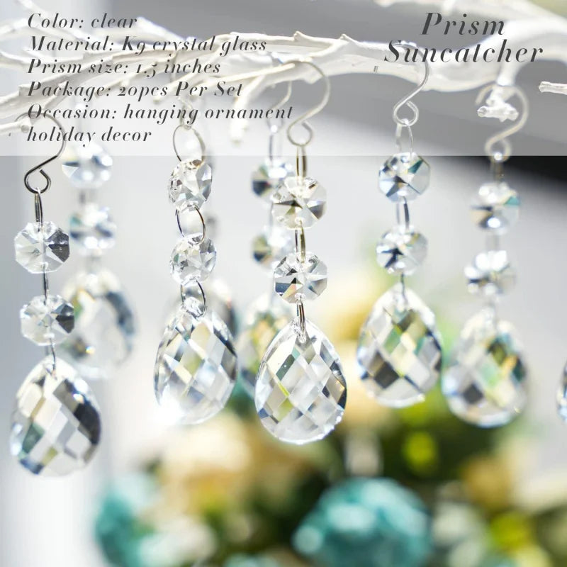 Decorações para árvore de natal, 30 peças, pingentes de cristal acrílico transparente para natal, ano novo, decoração de casamento, acessórios diy