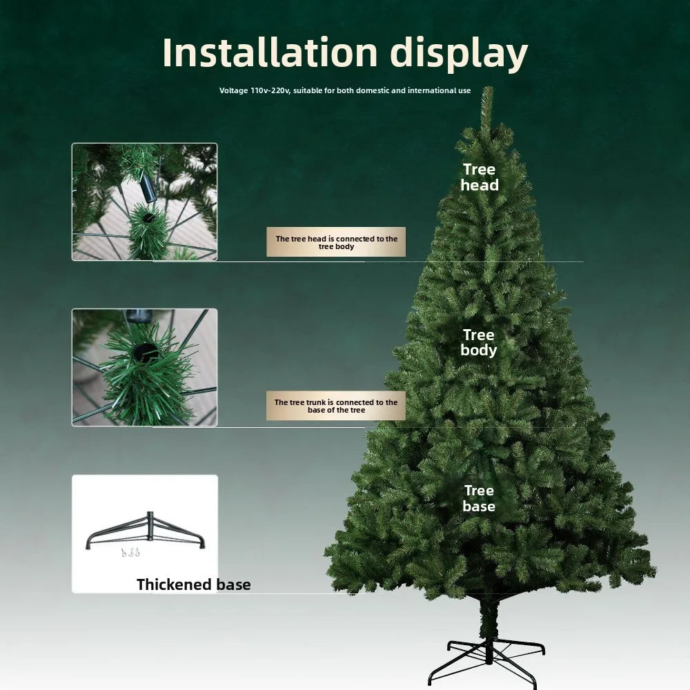 Árvore de Natal em PVC criptografado, tamanho grande, pontiaguda, para decoração de hotéis, shoppings e casas, árvore de Natal para chão.