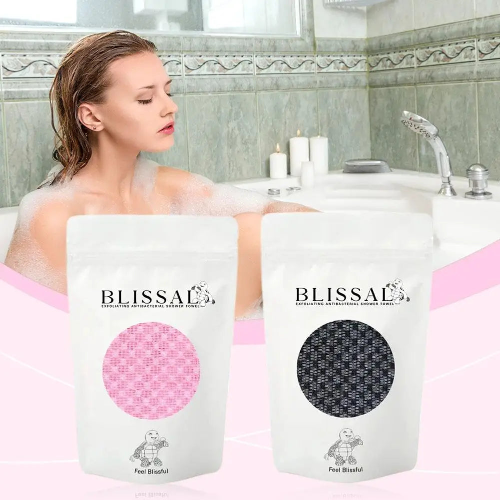 Toalha de Banho Esfoliante Dupla Face Durável para Costas, Cinta Esfoliante Corporal Unissex para Desintoxicação e Remoção de Sujeira, Toalha Alongada para Costas