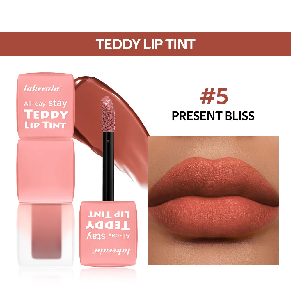 Teddy Tint Lip Color Set, Tear-Off Lip Gloss, Super Stay Long-Lasting 12H Matte Texture Waterproof Lipstick Cosmetics