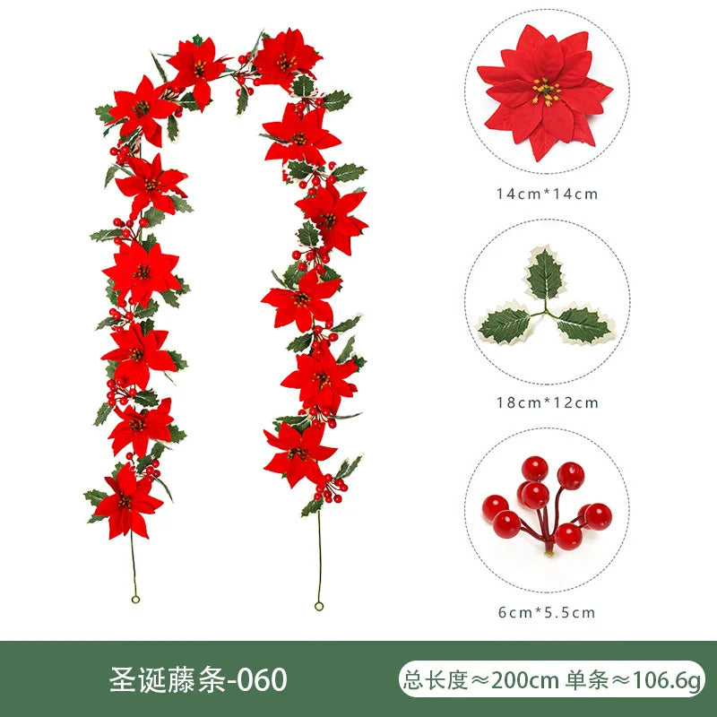 Guirlanda de Natal artificial - perfeita para atmosfera festiva - ideal para Natal, aniversário, casamento, aniversário, decoração de arco de parede