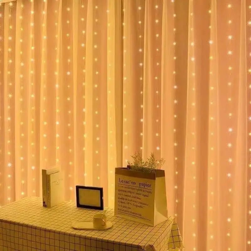 Cortina de natal led luzes da corda guirlanda festival 8 modos usb controle remoto feriado casamento luzes fadas para decoração do quarto