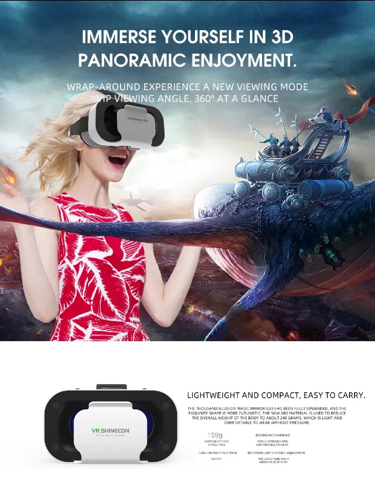 3D VR Glasses Virtual Reality Viar Goggles Headset Devices Smart Helmet Lenses For Cell Phone Mobile Smartphones Viewer
