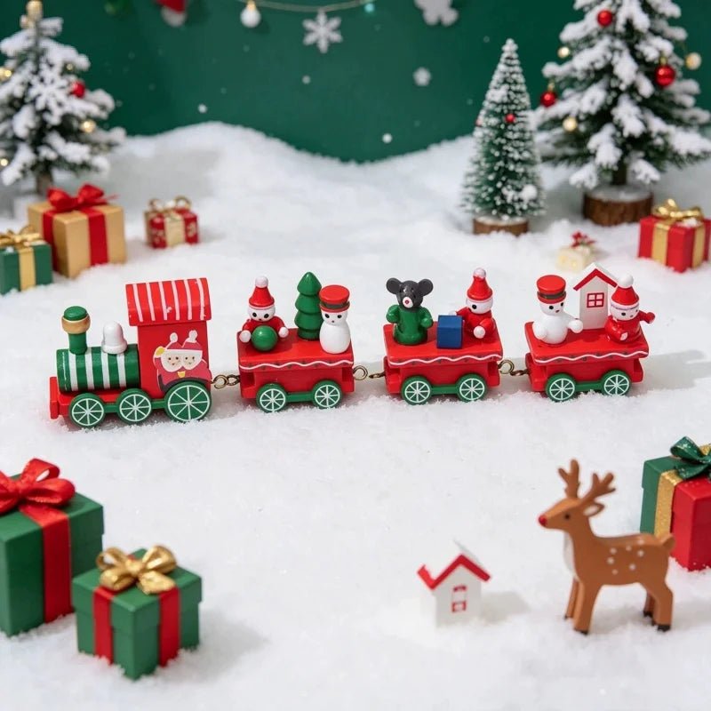 Decoração de Trem de Natal com Design Pintado Encantador, Decorações de Natal para Exibição em Mesa e Vitrine, Presentes