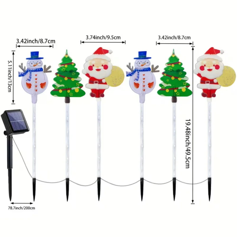 Luzes de Natal LED Solares em Acrílico para Jardim, Impermeáveis, Decoração de Paisagem para Quintal e Caminhos