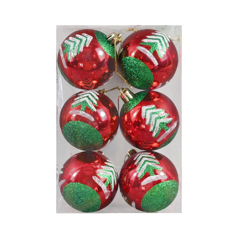 6 Peças/caixa Bolas de Natal de 6cm Enfeites Pendentes para Árvore de Natal Decorações de Natal para Casa 2026 Presente de Ano Novo