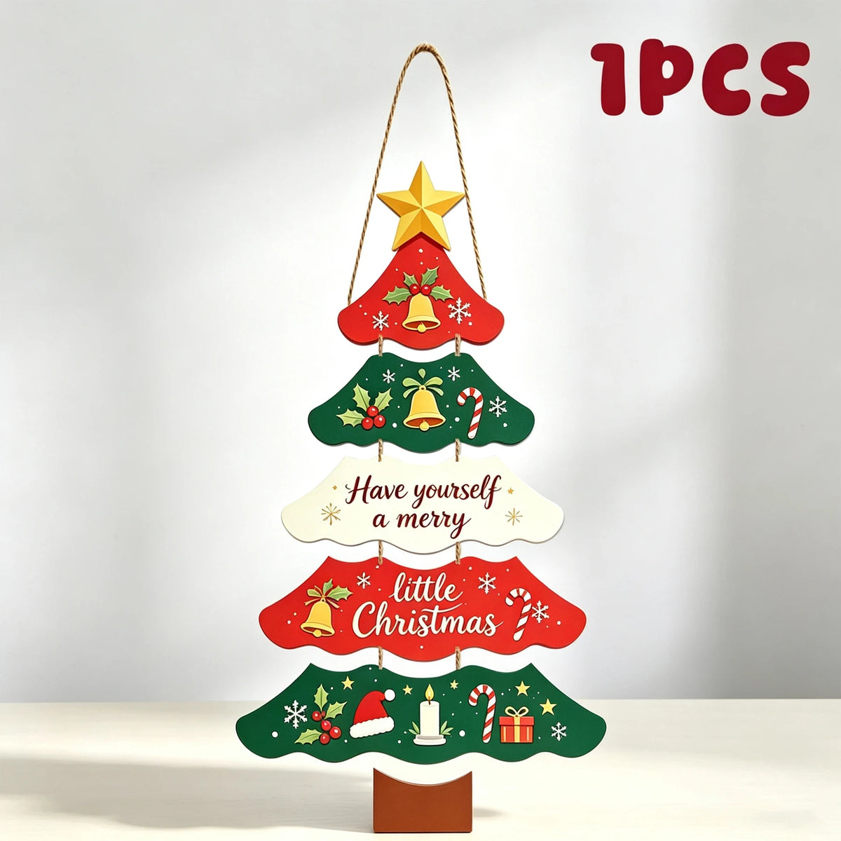 Enfeite de Papel para Árvore de Natal, Placa Festiva para Pendurar na Porta ou Parede, Decoração de Natal para Varanda, Janela, Casa e Festa