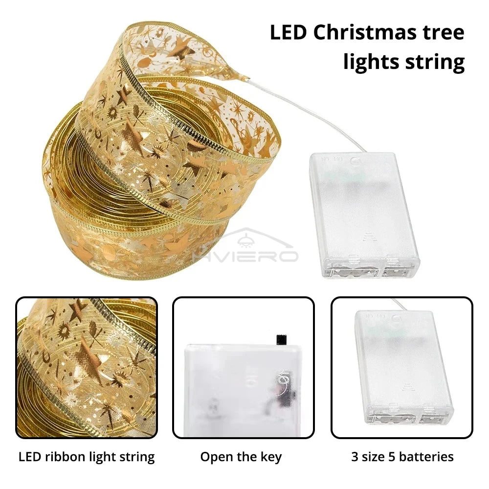 Fita fada discoteca luz árvore de natal branco quente decoração atmosfera ouro ano novo para festa buquê diy arco corda lâmpada