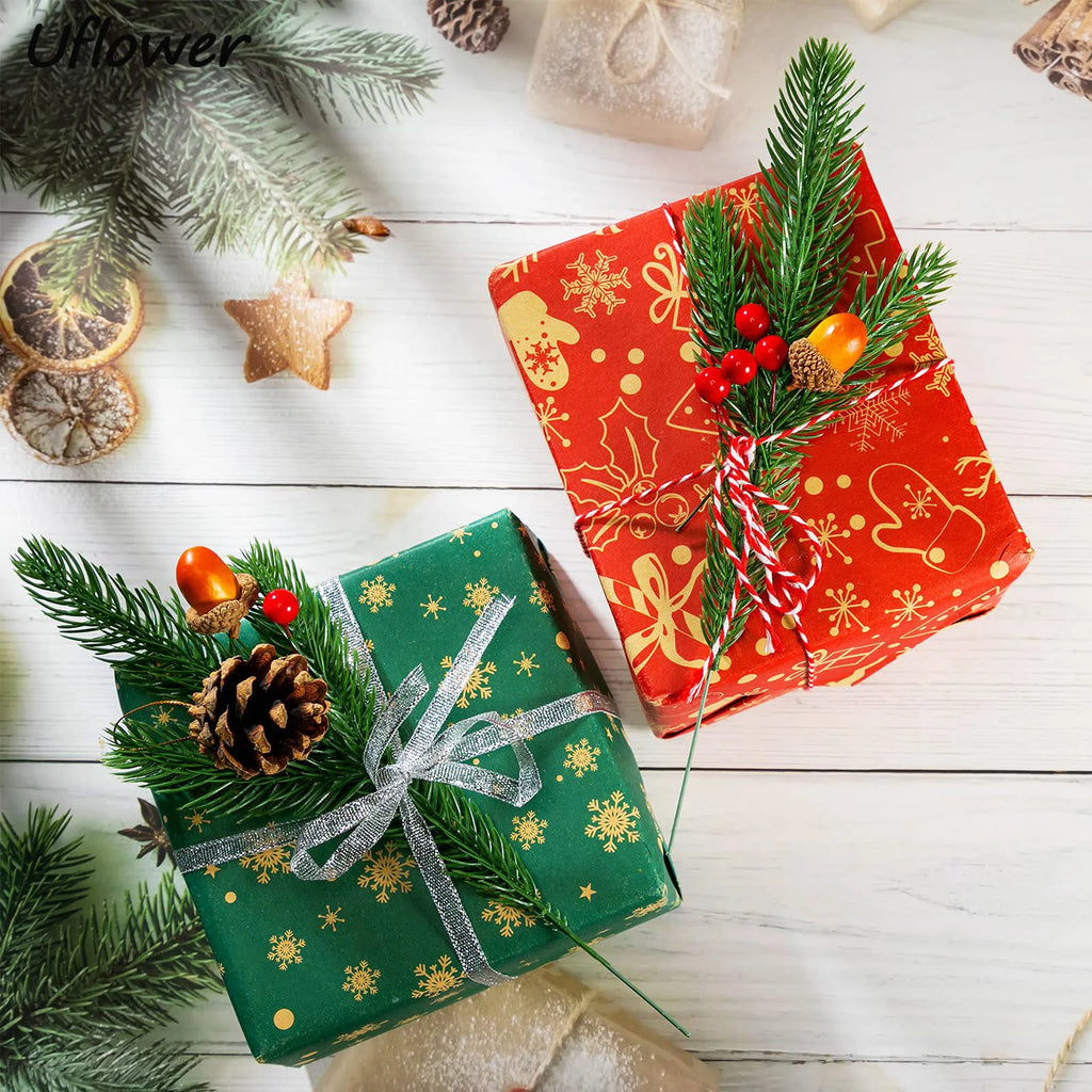 5/10pc ramos de pinheiro de natal decoração de natal artificial falso planta agulhas de pinheiro grinalda diy árvore de natal decoração de casa ano novo