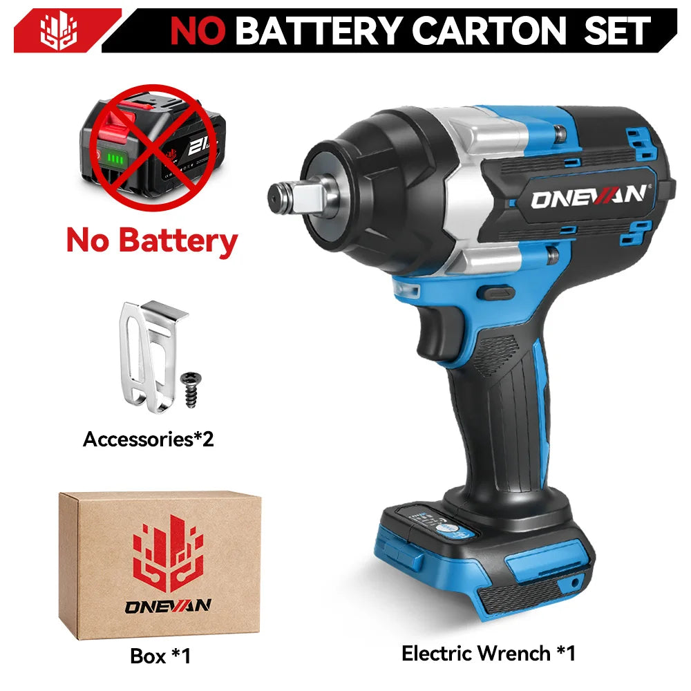 Onevan 1800n.m chave elétrica sem escova 1/2 polegada chave de impacto sem fio chave de fenda ferramenta reparo do carro para makita 18v bateria pino
