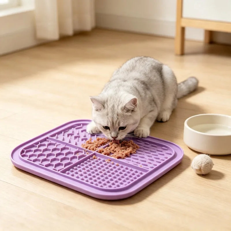 Tapete de Lamber para Cães e Gatos, Bandeja Antiderrapante Redutora de Ansiedade, Almofada de Alimentação para Alívio da Ansiedade e Distração durante o Banho e Higiene
