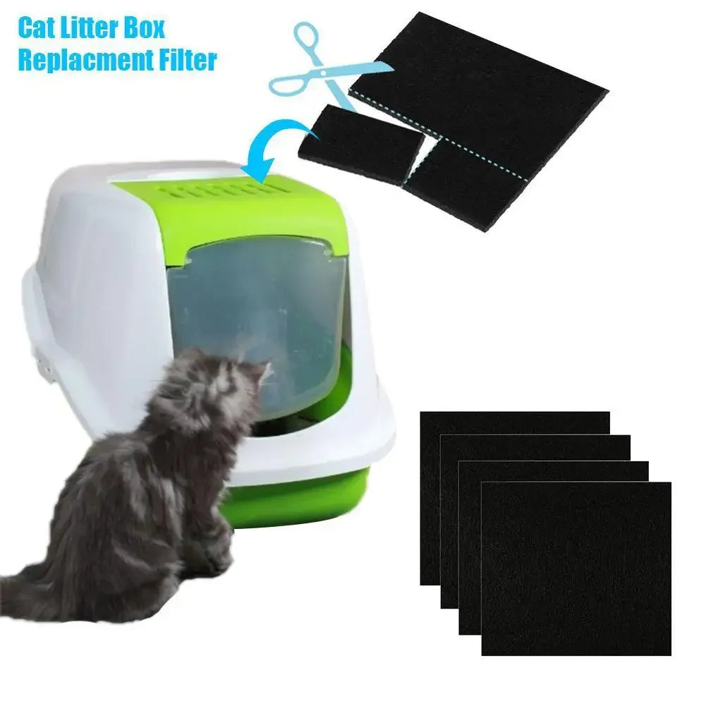 Filtro de algodão com carbono ativado para animais de estimação, 3 peças, alto desempenho de adsorção, para gatos, cães, gatinhos, caixas de areia, banheiro universal