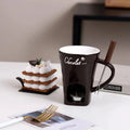 Copo de vela europeu queijo chocolate derretendo caneca cerâmica aquecimento comida caneca cerâmica com garfo criativo caneca café utensílios de mesa