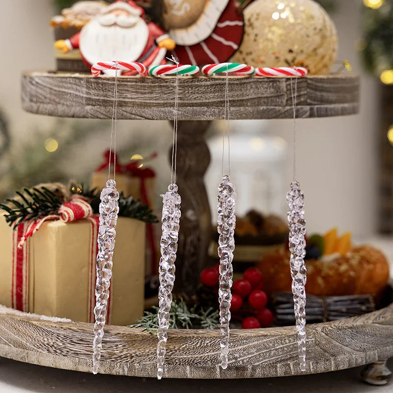 Simulação de Natal Icicles acrílicos, ornamento de Natal, gelo falso para festa de inverno, decoração de ano novo, 15cm, 6 peças
