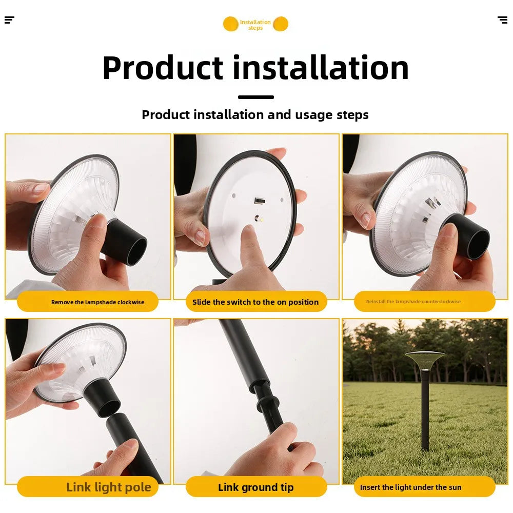 Luz Solar para Jardim, Iluminação Paisagística, Lâmpada Decorativa à Prova d'Água para Caminhos e Quintais