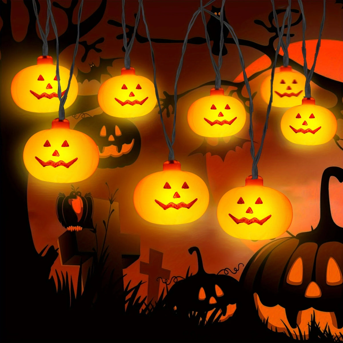 Decoração de Halloween: Luzes de Corda de Abóbora para Atmosfera de Terror, Decoração para Casa, Festa de Halloween, Doçura ou Travessura, Iluminação DIY
