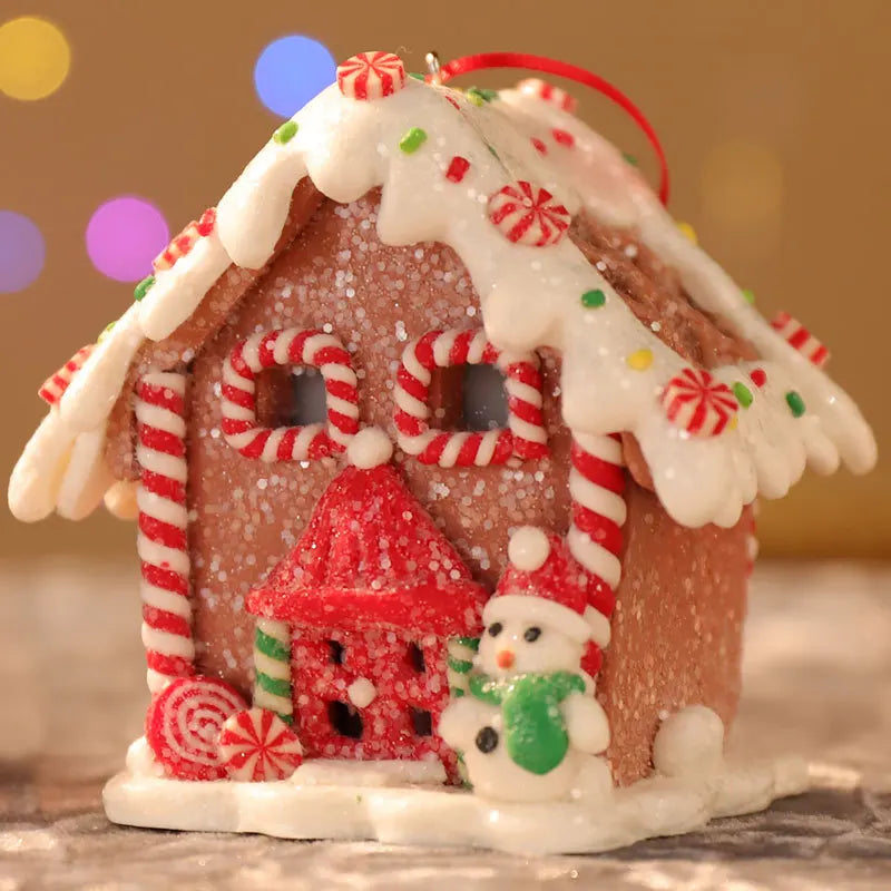 Tema de natal led pingente boneco de neve gengibre papai noel luz casa cerâmica macia pendurado árvore casa decoração festa de ano novo