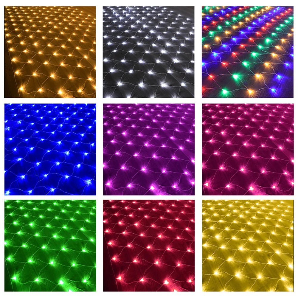 Rede de luzes de natal 6m x 4m led luzes de malha decoração do jardim ao ar livre festão rua guirlanda fada festa de natal decoração de casamento