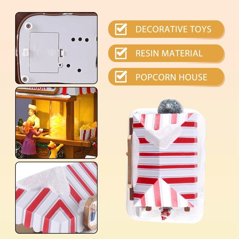 Chrimas casa iluminada com música decorativa LED casas de vila de Natal multicoloridas vila de férias de Natal com música C - Kasa & Pet